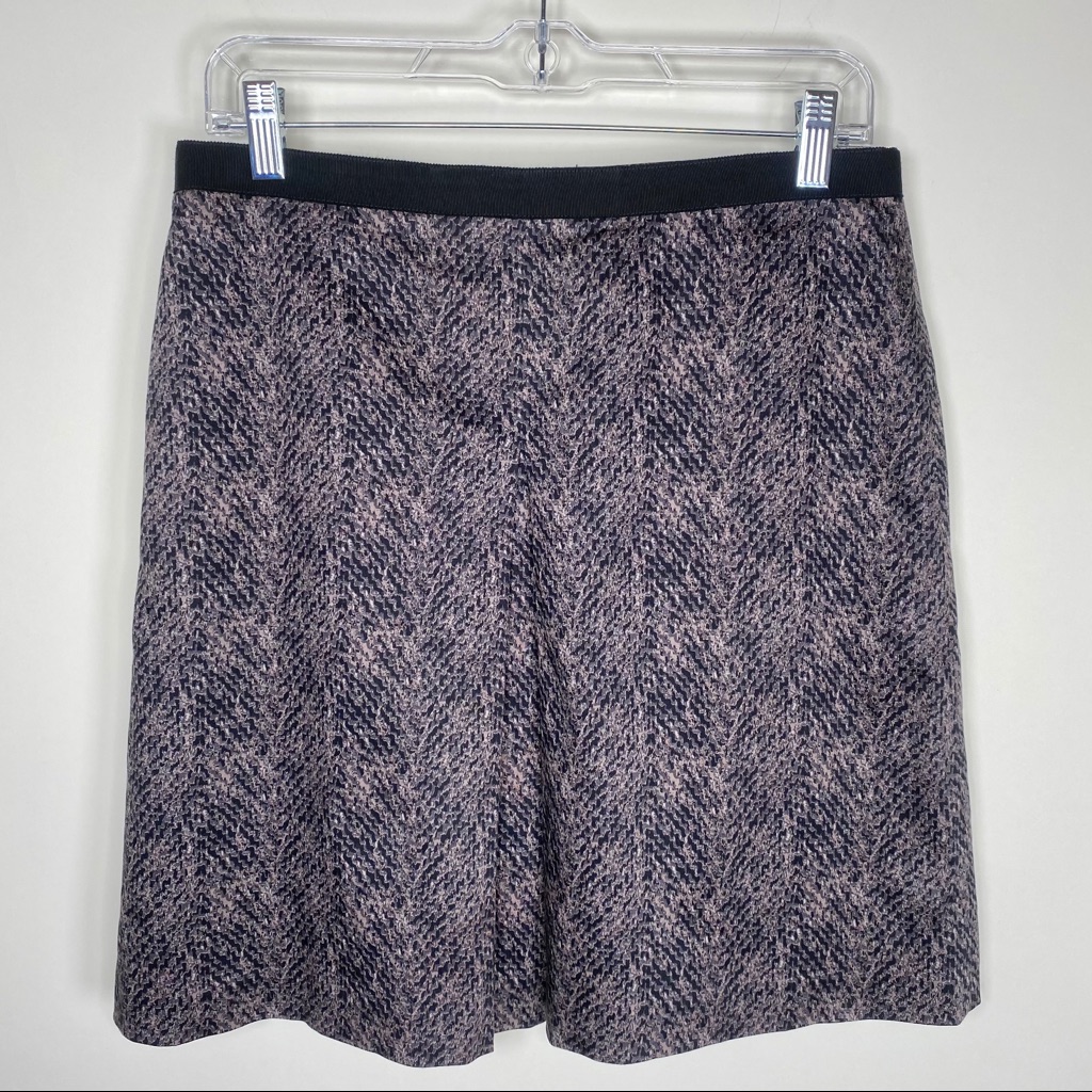 Ann Taylor Pleated Abstract Animal Print A-Line Skirtblack Purple Size 6